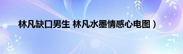 林凡缺口男生 林凡水墨情感心电图）