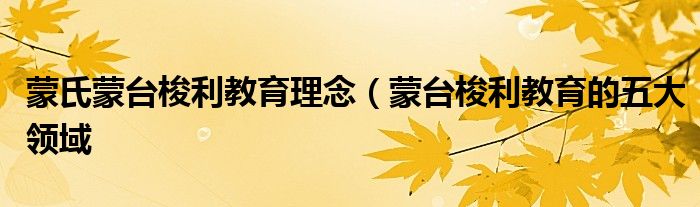 蒙氏蒙台梭利教育理念(蒙台梭利教育的五大领域