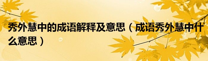 秀外慧中的成语解释及意思(成语秀外慧中什么意思)