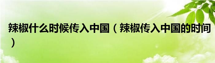 辣椒什么时候传入中国(辣椒传入中国的时间)