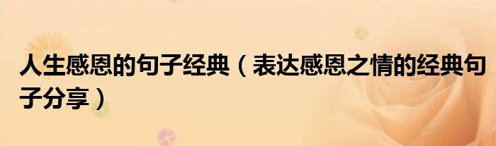 人生感恩的句子经典(表达感恩之情的经典句子分享)