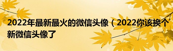 2022年最新最火的微信头像(2022你该换个新微信头像了