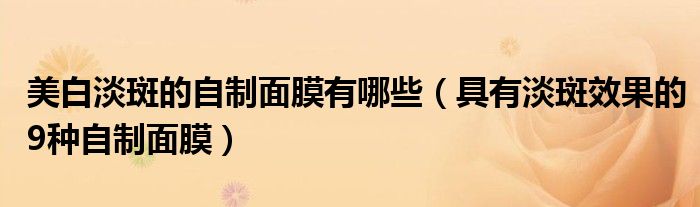 美白淡斑的自制面膜有哪些(具有淡斑效果的9种自制面膜)
