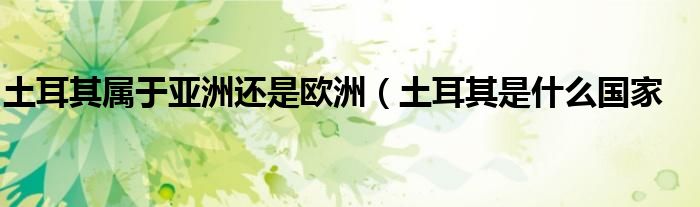 土耳其属于亚洲还是欧洲(土耳其是什么国家