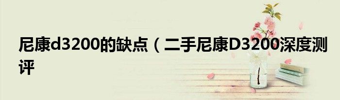 尼康d3200的缺点(二手尼康D3200深度测评