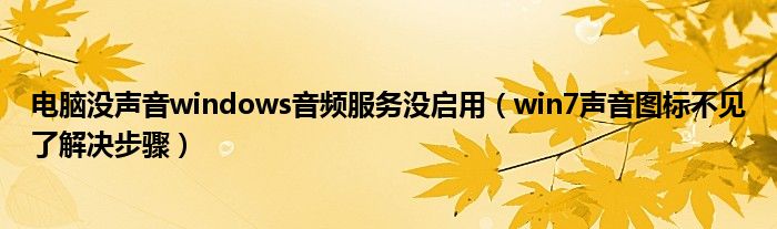 电脑没声音windows音频服务没启用(win7声音图标不见了解决步骤)