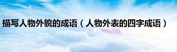 描写人物外貌的成语(人物外表的四字成语)