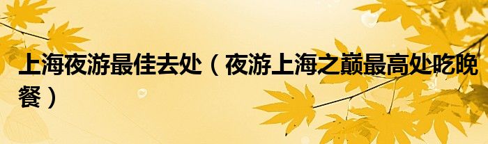 上海夜游最佳去处(夜游上海之巅最高处吃晚餐)