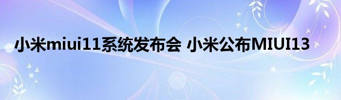 小米miui11系统发布会 小米公布MIUI13