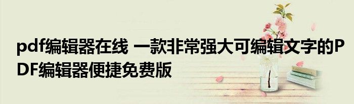 pdf编辑器在线 一款非常强大可编辑文字的PDF编辑器便捷免费版