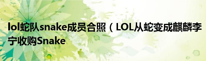 lol蛇队snake成员合照(LOL从蛇变成麒麟李宁收购Snake