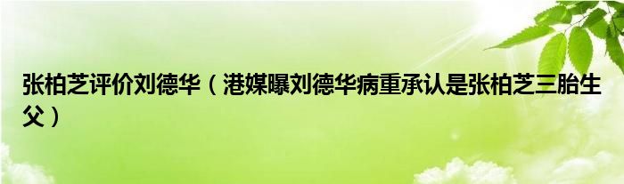 张柏芝评价刘德华(港媒曝刘德华病重承认是张柏芝三胎生父)