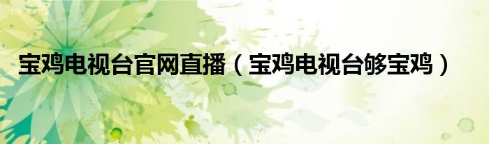 宝鸡电视台官网直播(宝鸡电视台够宝鸡)