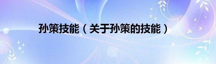 孙策技能(关于孙策的技能)