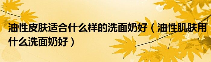 油性皮肤适合什么样的洗面奶好(油性肌肤用什么洗面奶好)
