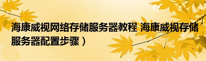 海康威视网络存储服务器教程 海康威视存储服务器配置步骤）