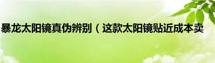 暴龙太阳镜真伪辨别(这款太阳镜贴近成本卖