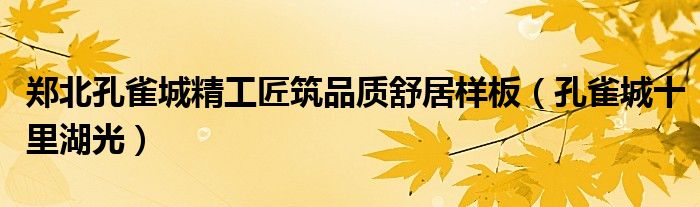郑北孔雀城精工匠筑品质舒居样板(孔雀城十里湖光)