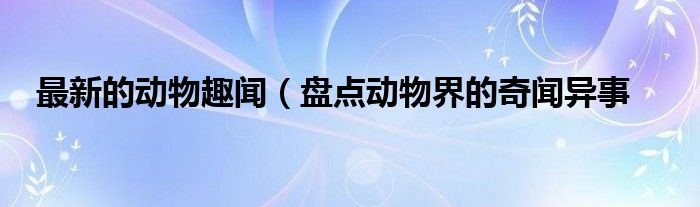 最新的动物趣闻（盘点动物界的奇闻异事