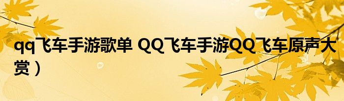 qq飞车手游歌单 QQ飞车手游QQ飞车原声大赏)