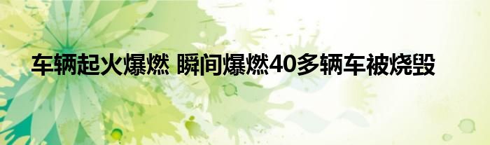 车辆起火爆燃 瞬间爆燃40多辆车被烧毁
