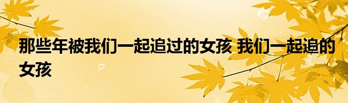 那些年被我们一起追过的女孩 我们一起追的女孩