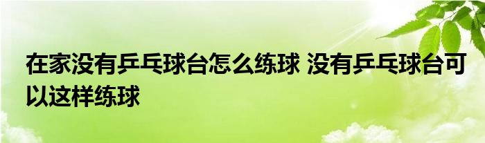 在家没有乒乓球台怎么练球 没有乒乓球台可以这样练球