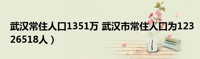 武汉常住人口1351万 武汉市常住人口为12326518人)