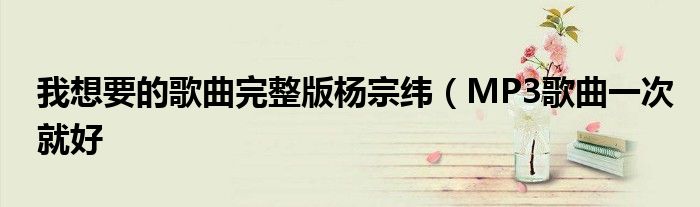 我想要的歌曲完整版杨宗纬(MP3歌曲一次就好