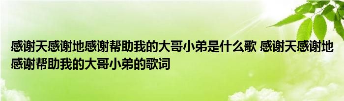 感谢天感谢地感谢帮助我的大哥小弟是什么歌 感谢天感谢地感谢帮助我的大哥小弟的歌词