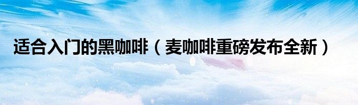 适合入门的黑咖啡(麦咖啡重磅发布全新)