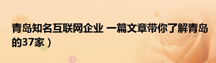 青岛知名互联网企业 一篇文章带你了解青岛的37家)