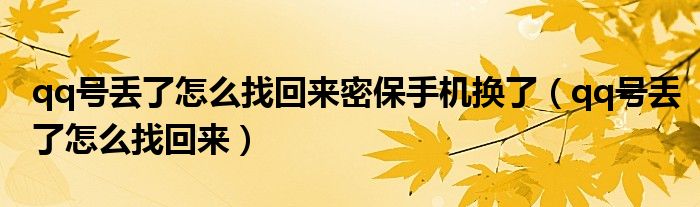 qq号丢了怎么找回来密保手机换了(qq号丢了怎么找回来)
