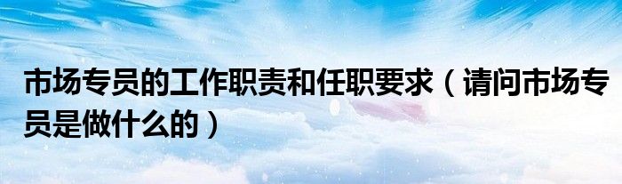 市场专员的工作职责和任职要求(请问市场专员是做什么的)