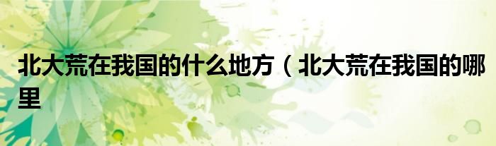 北大荒在我国的什么地方(北大荒在我国的哪里