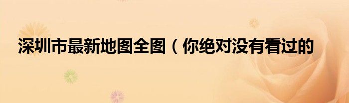 深圳市最新地图全图(你绝对没有看过的