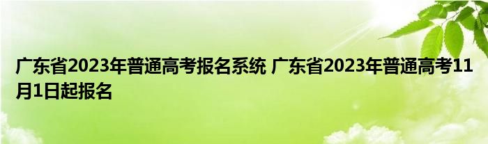 广东省2023年普通高考报名系统 广东省2023年普通高考11月1日起报名