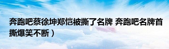 奔跑吧蔡徐坤郑恺被撕了名牌 奔跑吧名牌首撕爆笑不断)