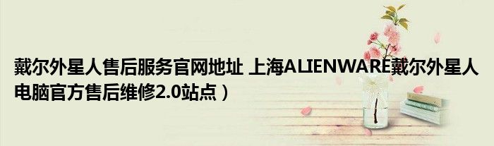 戴尔外星人售后服务官网地址 上海ALIENWARE戴尔外星人电脑官方售后维修2.0站点)