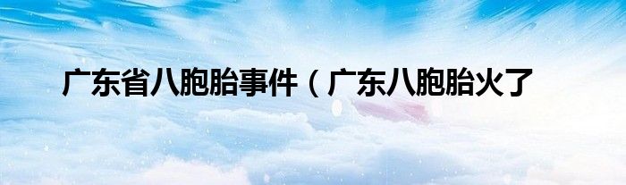 广东省八胞胎事件(广东八胞胎火了
