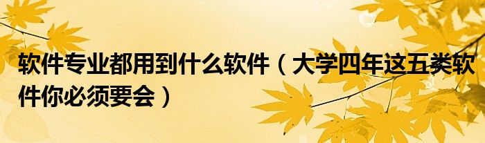 软件专业都用到什么软件(大学四年这五类软件你必须要会)