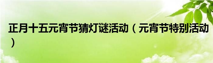 正月十五元宵节猜灯谜活动(元宵节特别活动)