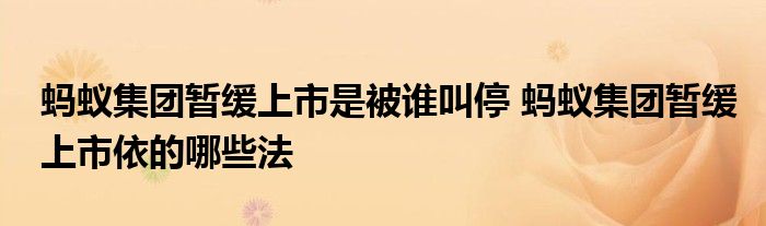 蚂蚁集团暂缓上市是被谁叫停 蚂蚁集团暂缓上市依的哪些法