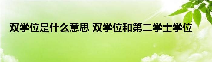 双学位是什么意思 双学位和第二学士学位