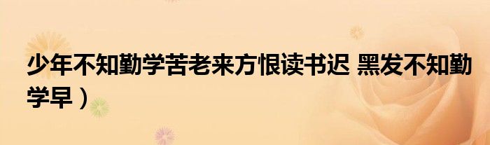 少年不知勤学苦老来方恨读书迟 黑发不知勤学早)