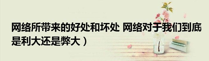 网络所带来的好处和坏处 网络对于我们到底是利大还是弊大)