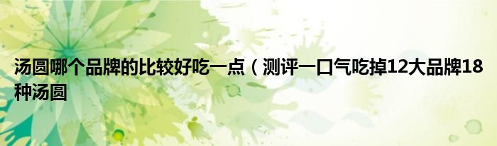 汤圆哪个品牌的比较好吃一点(测评一口气吃掉12大品牌18种汤圆