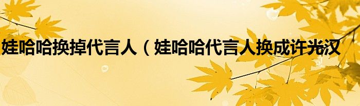 娃哈哈换掉代言人(娃哈哈代言人换成许光汉