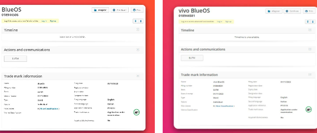 Vivo的BlueOS和BlueLM商标在EUIPO上市