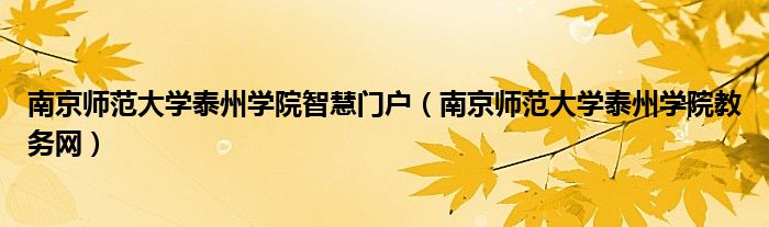 南京师范大学泰州学院智慧门户(南京师范大学泰州学院教务网)